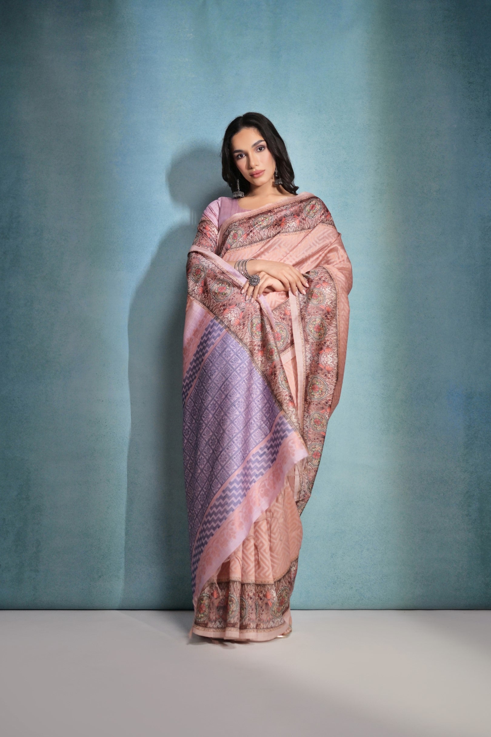 Buy MySilkLove Peach Schnapps Cotton Kalamkari Silk Saree Online