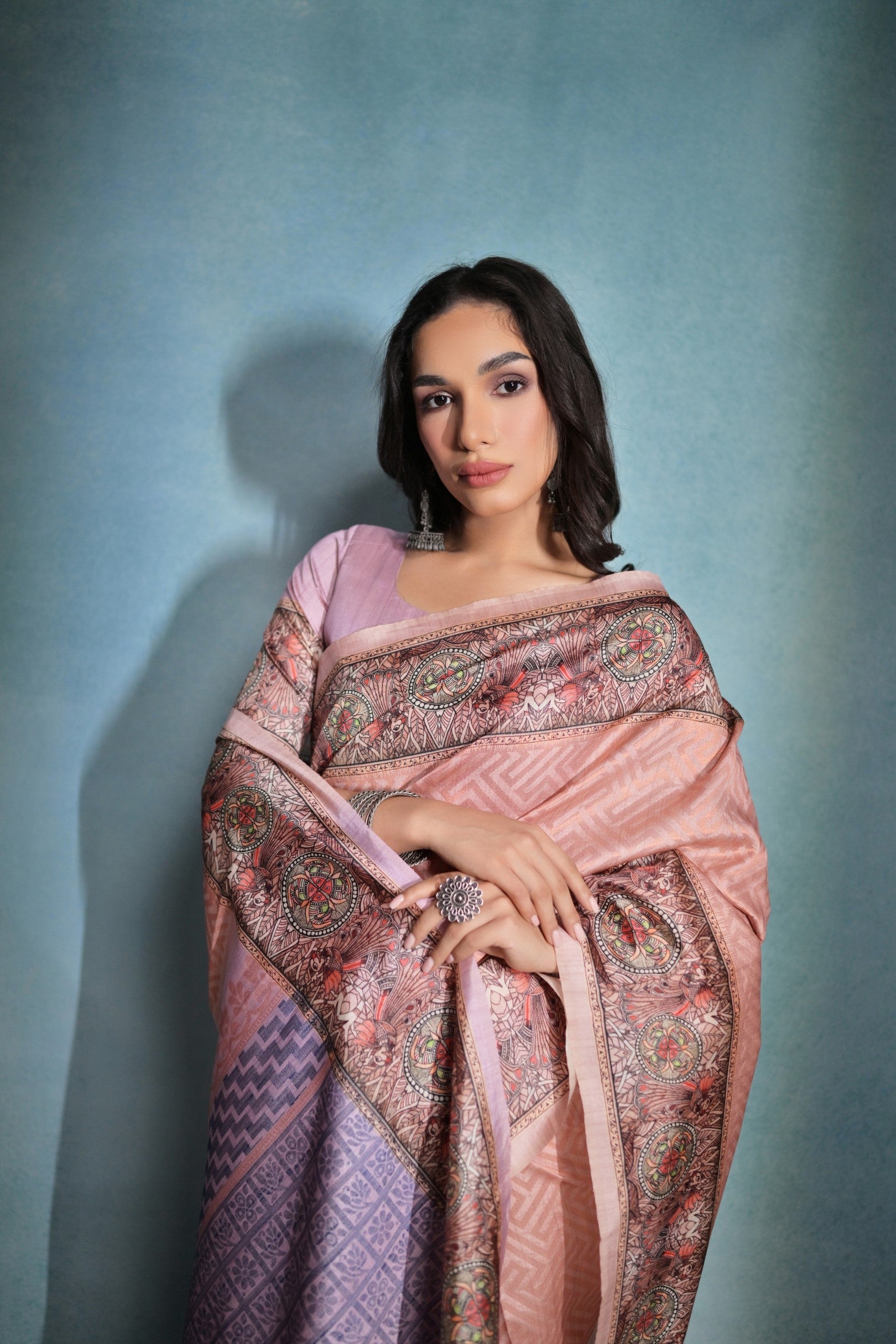 Buy MySilkLove Peach Schnapps Cotton Kalamkari Silk Saree Online