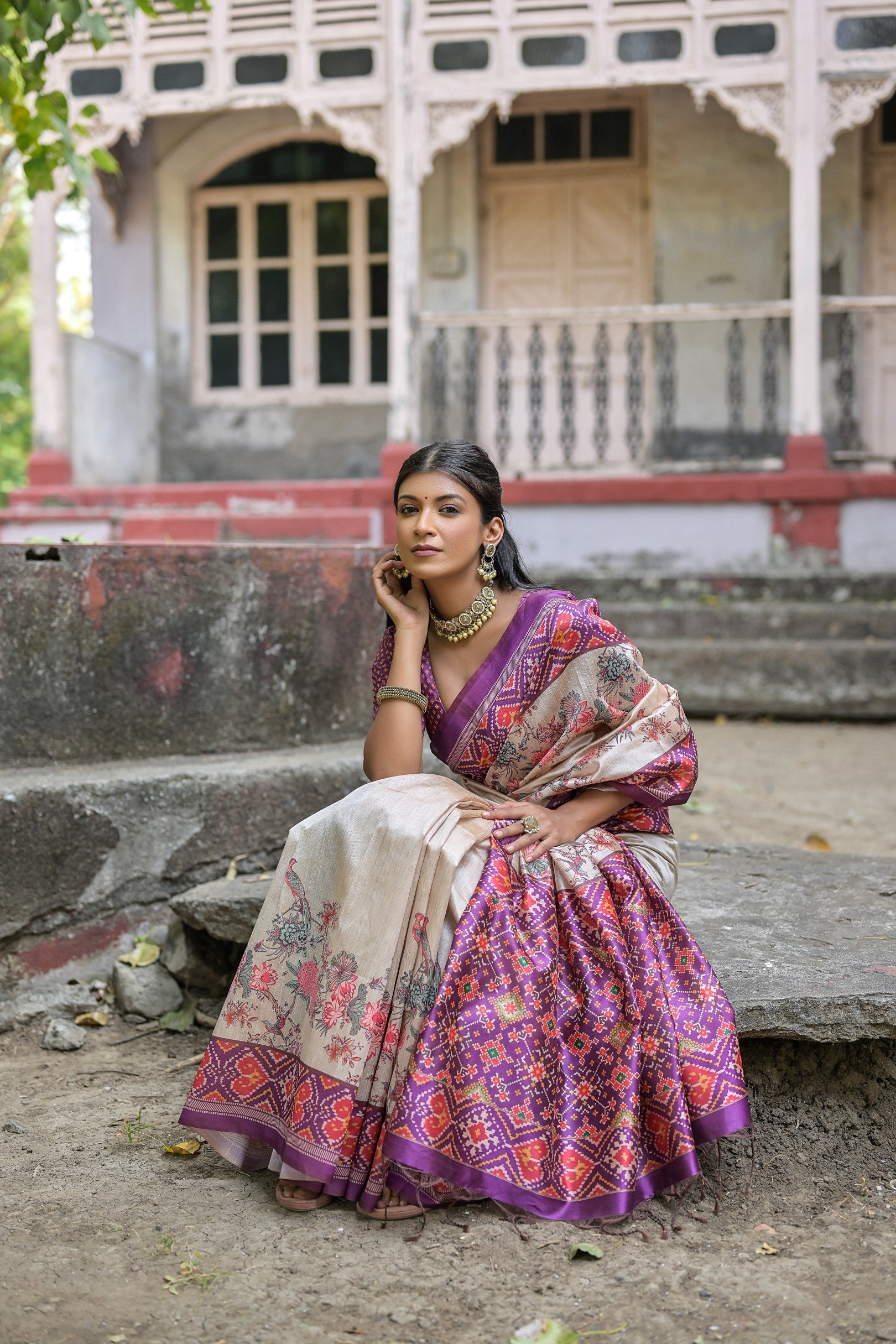Buy MySilkLove Razzmic Berry Purple Tussar Silk Saree Online