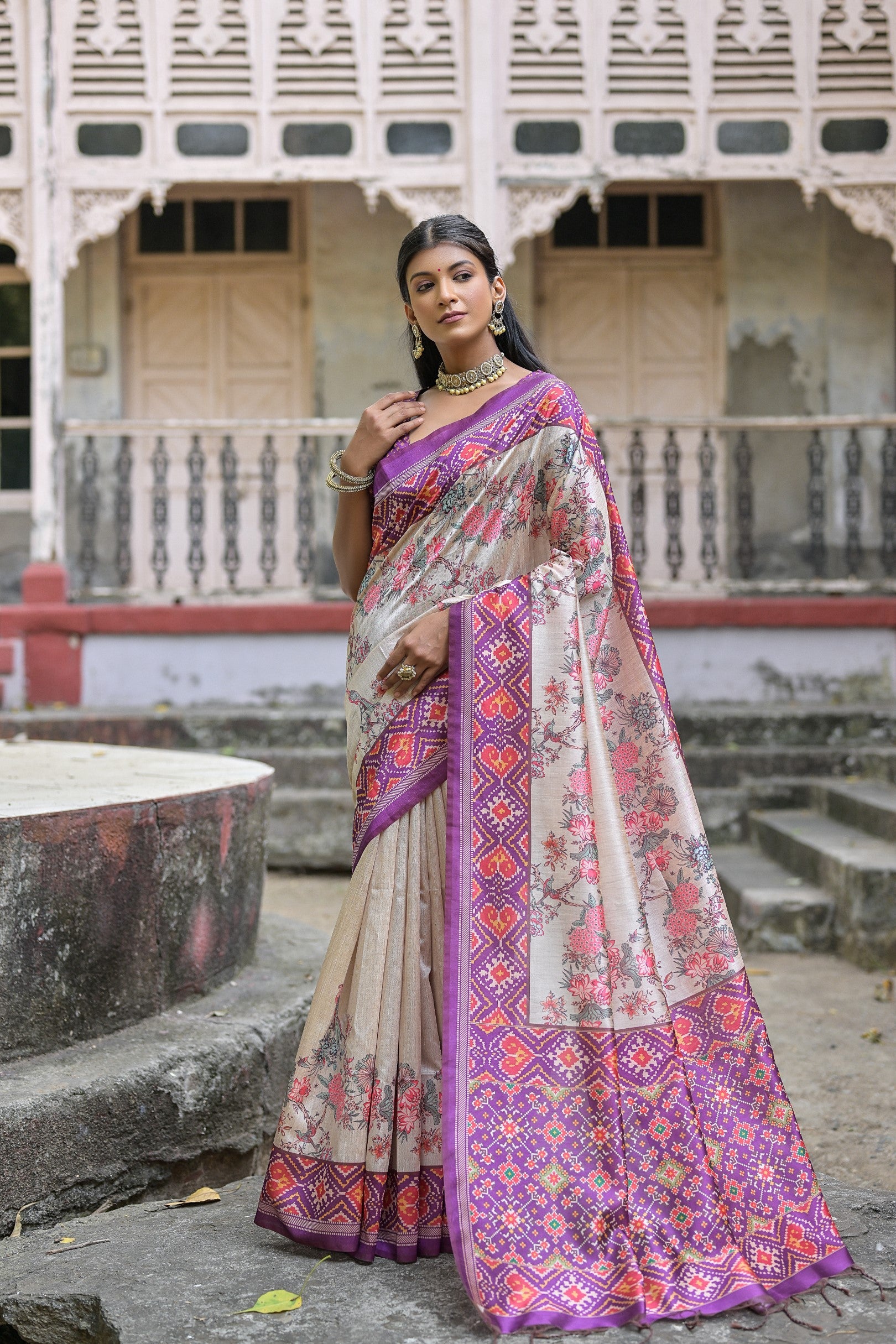Buy MySilkLove Razzmic Berry Purple Tussar Silk Saree Online