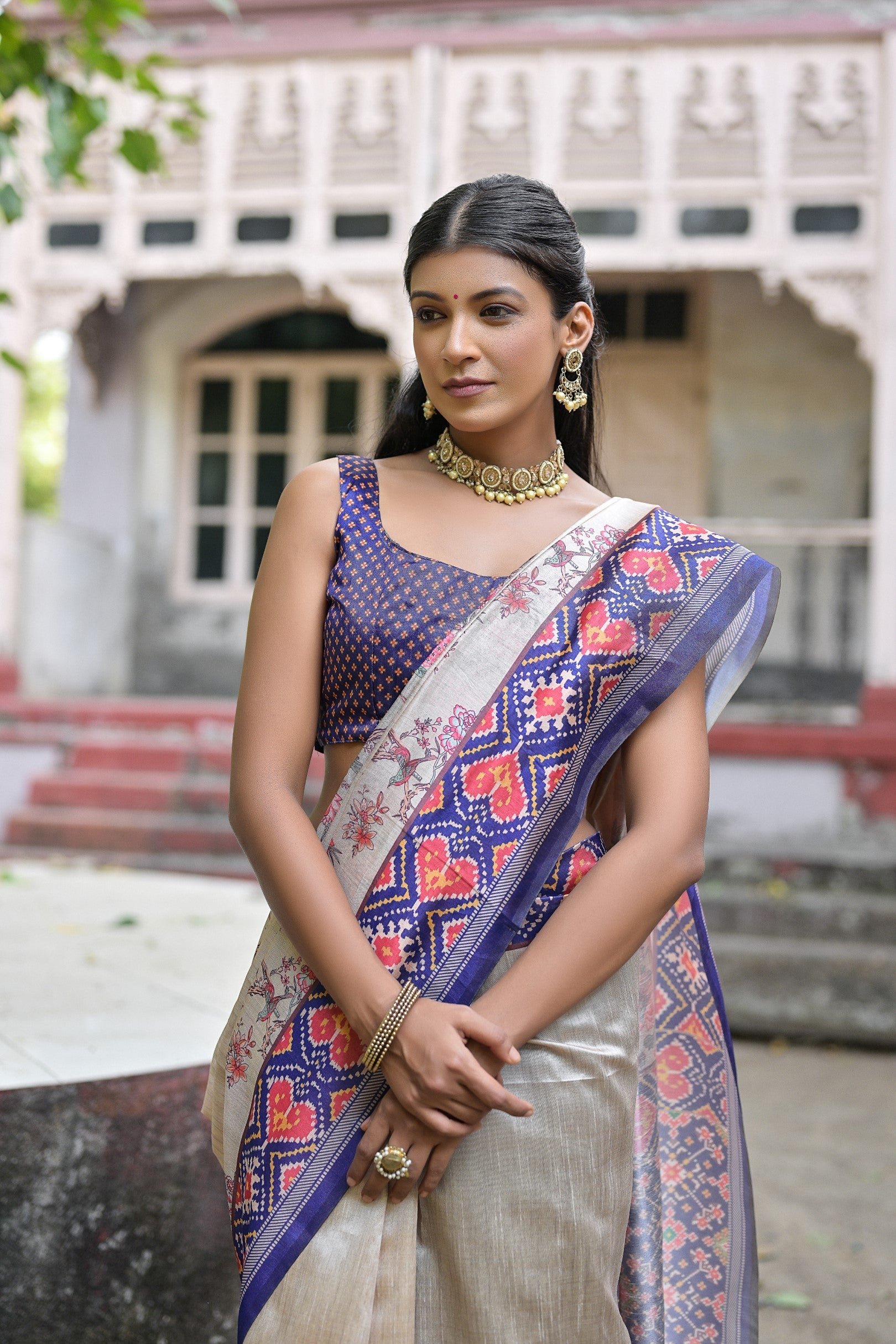 Buy MySilkLove Minsk Blue Tussar Silk Saree Online