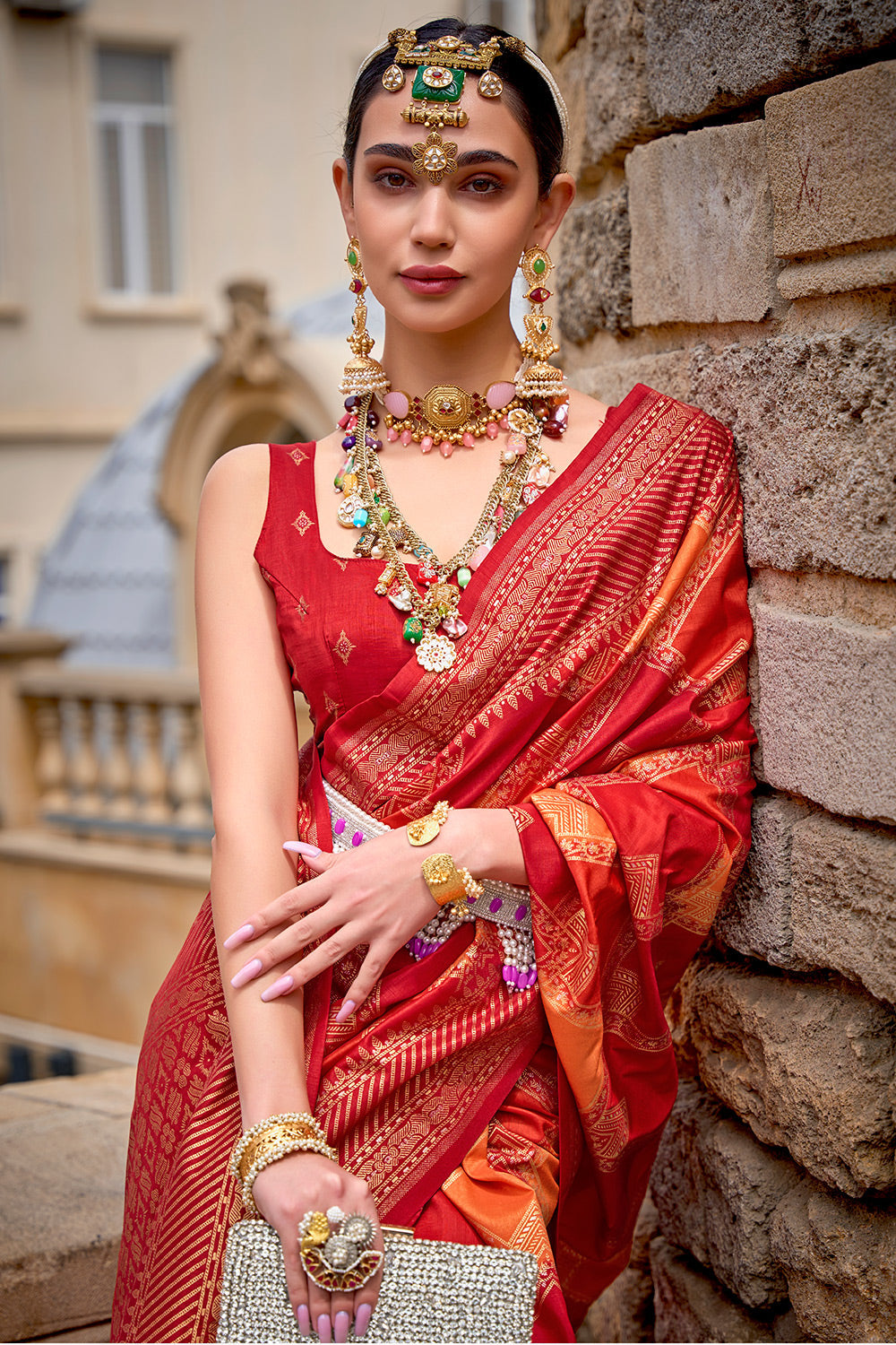 Buy MySilkLove Chilli Red Handloom Silk Saree Online