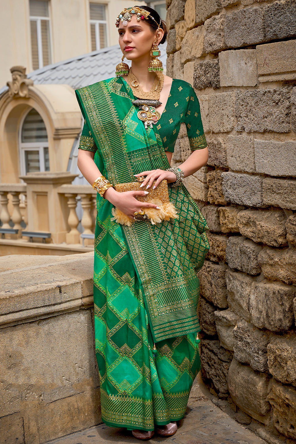 Buy MySilkLove Leaf Green Handloom Patola Silk Saree Online