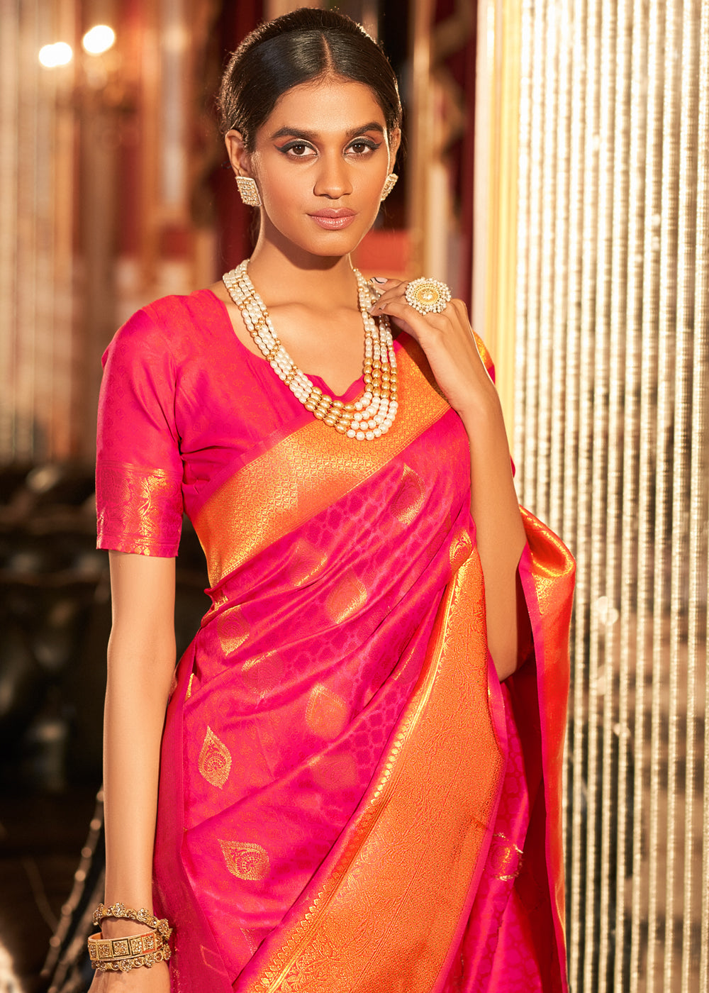 Buy MySilkLove Scarlet Red Woven Banarasi Soft Silk Saree Online