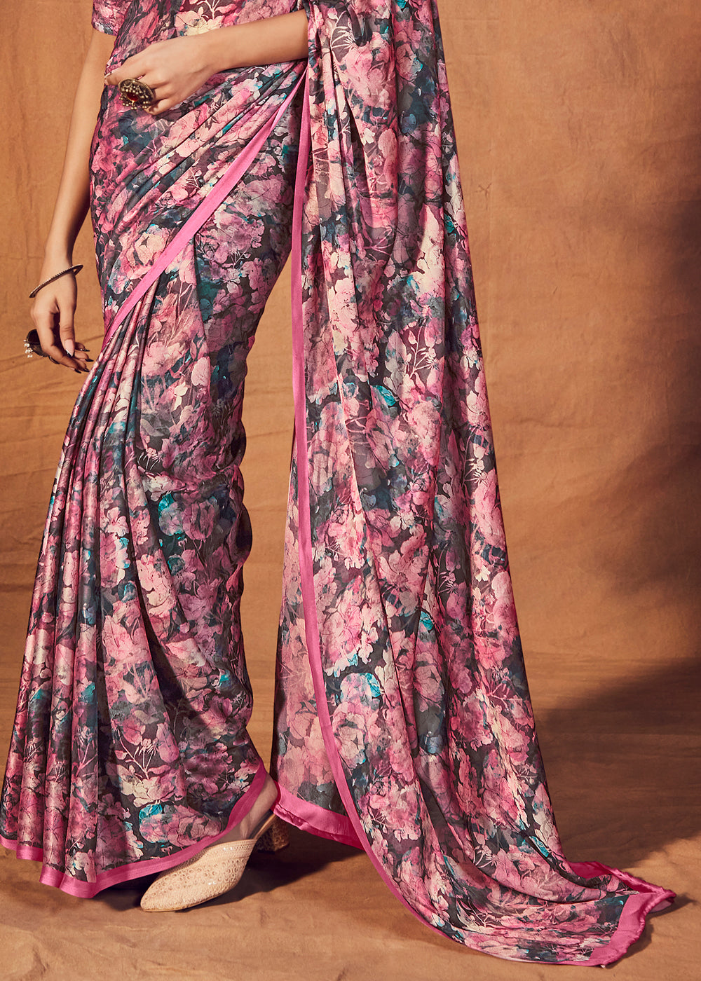 Buy MySilkLove Tapestry Purple Digital Printed Satin Silk Saree Online
