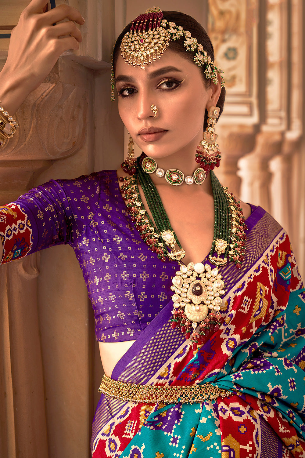 Buy MySilkLove Scampi Blue Printed Patola Silk Saree Online