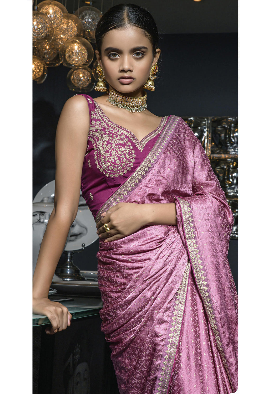 Buy MySilkLove Orchid Pink Satin Saree Online