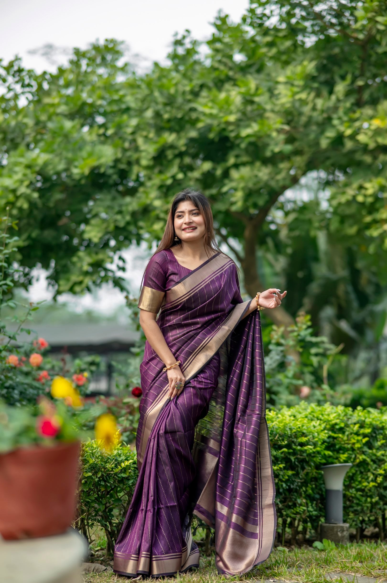 Buy MySilkLove Toledo Purple Woven Raw Silk Saree Online