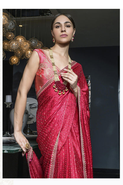 Buy MySilkLove Brick Red Satin Saree Online
