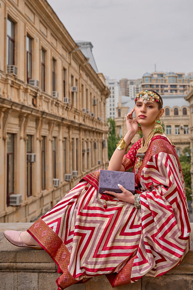 Buy MySilkLove Rose Red Handloom Patola Silk Saree Online