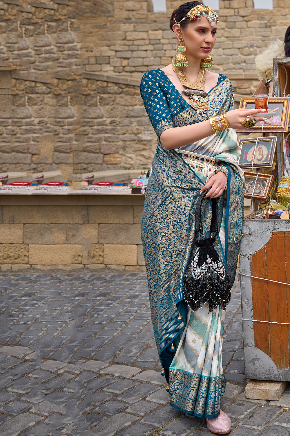 Buy MySilkLove Water Blue Handloom Patola Silk Saree Online