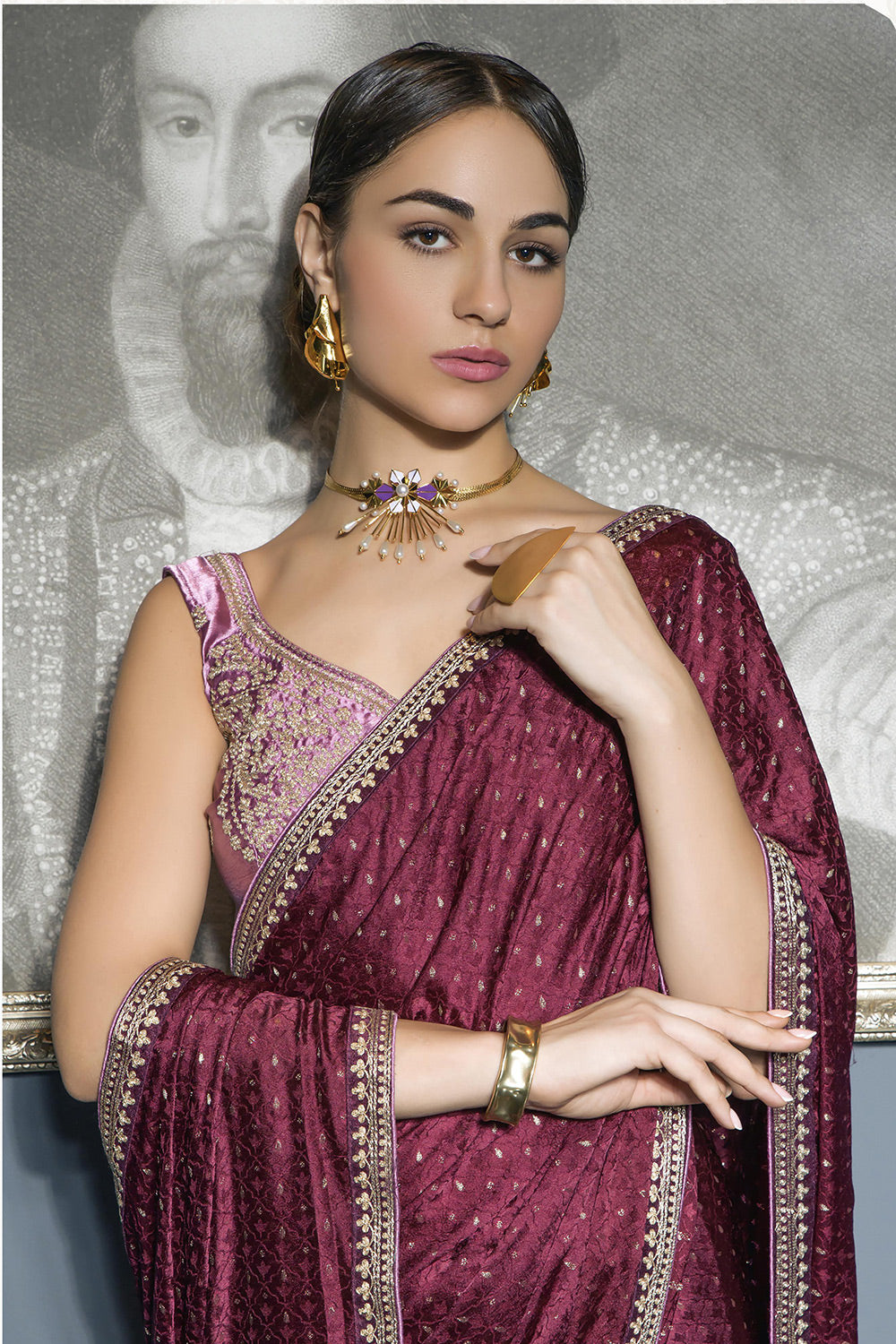 Buy MySilkLove Cannon Maroon Satin Saree Online