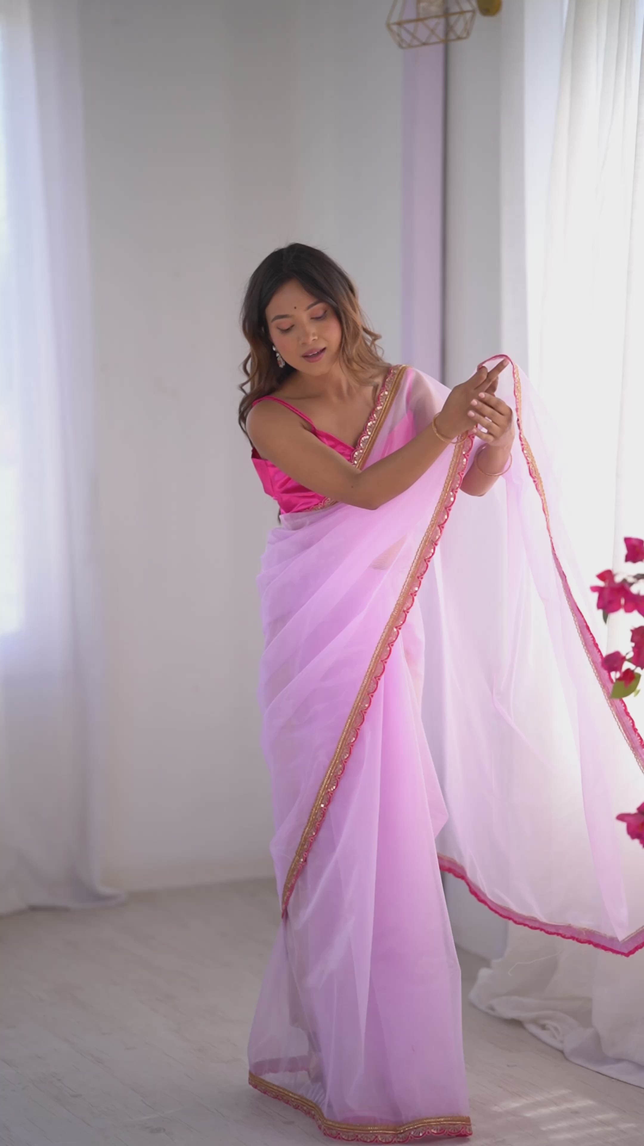 Buy MySilkLove Blossom Purple Twill Net Saree Online