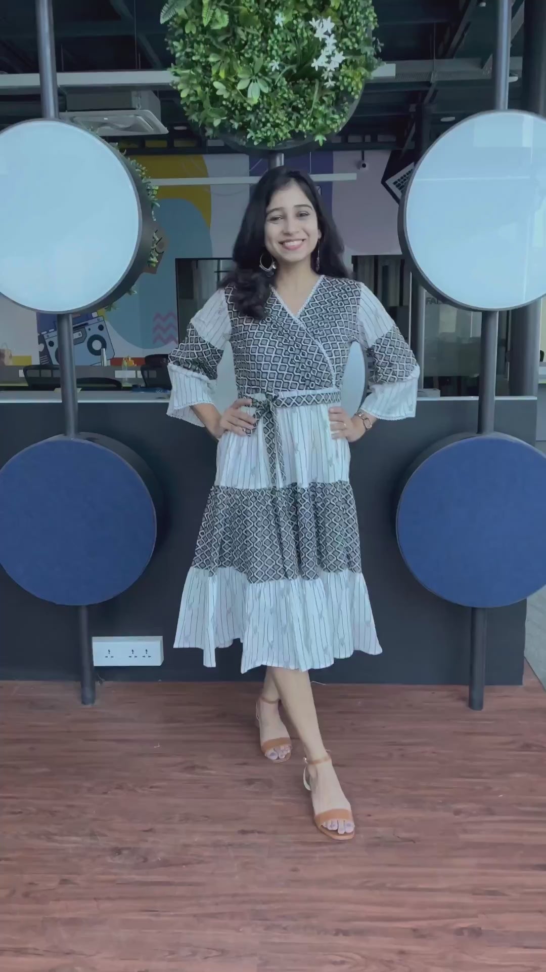 Buy MySilkLove Outer Space Black and White Ethnic Motifs Indie Gal Dress Online