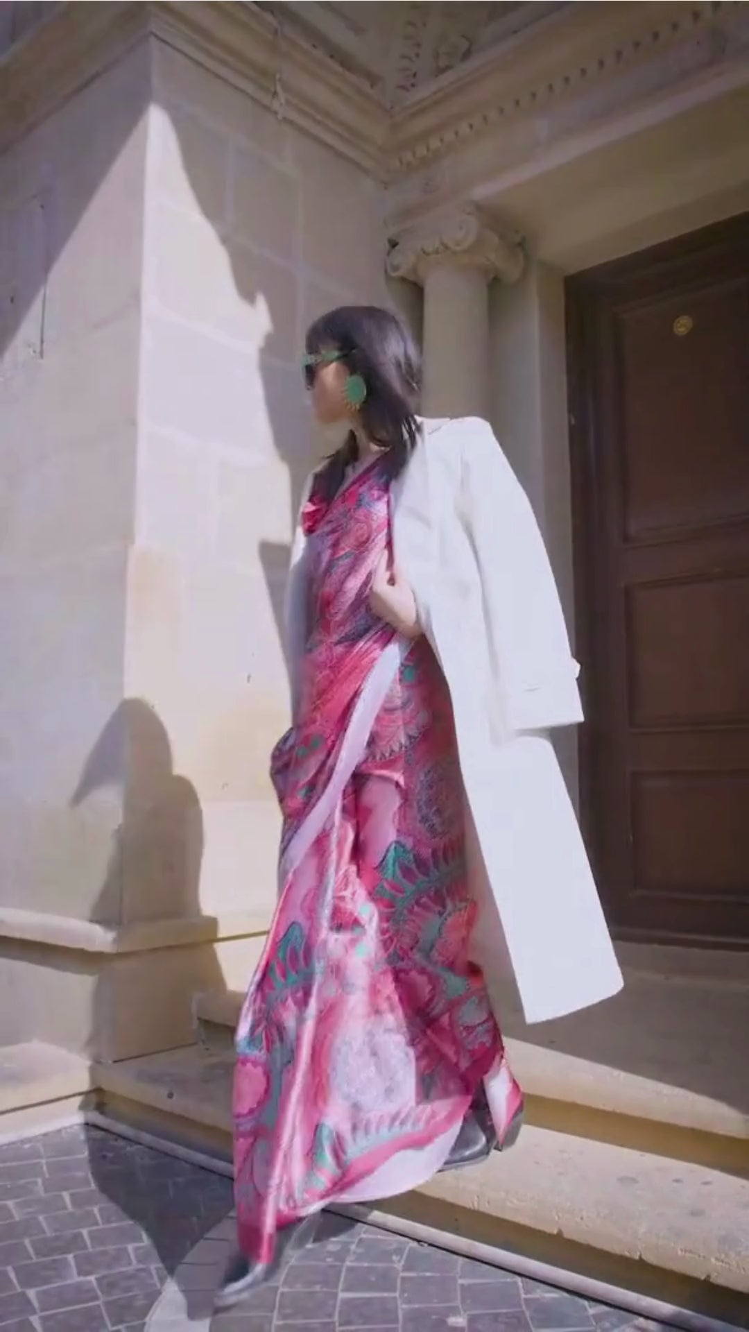Buy MySilkLove Mulberry Pink Digital Printed Satin Silk Saree Online