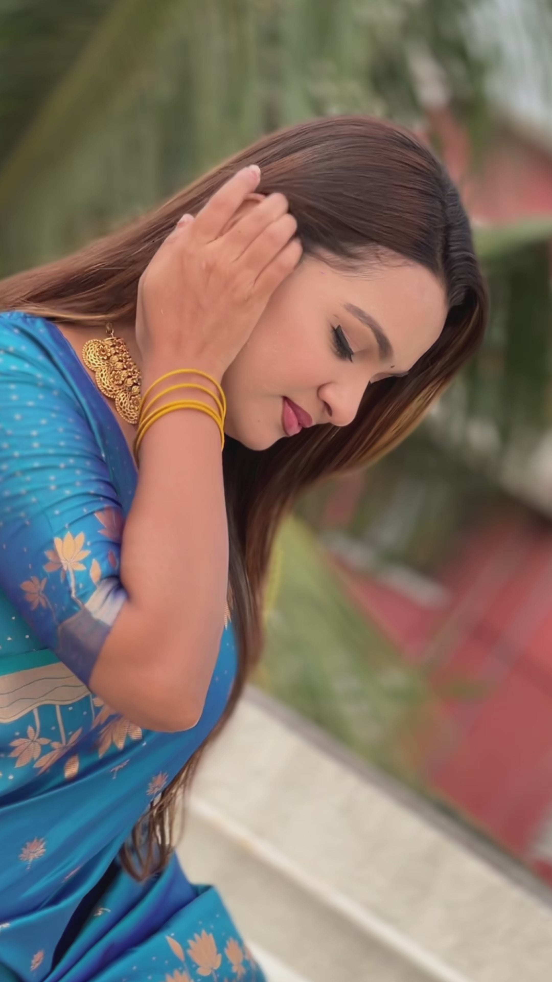 Buy MySilkLove Sibirica Blue Woven Lotus Banarasi Saree Online