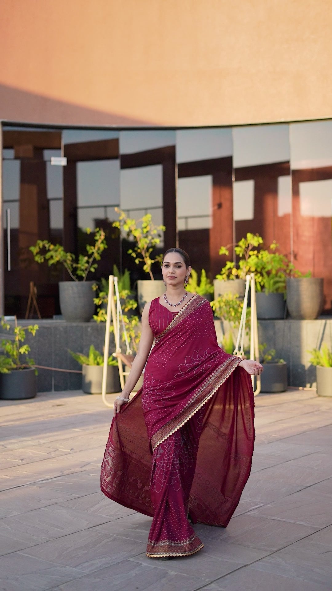 Buy MySilkLove Cearmine Maroon Printed Cotton Saree Online