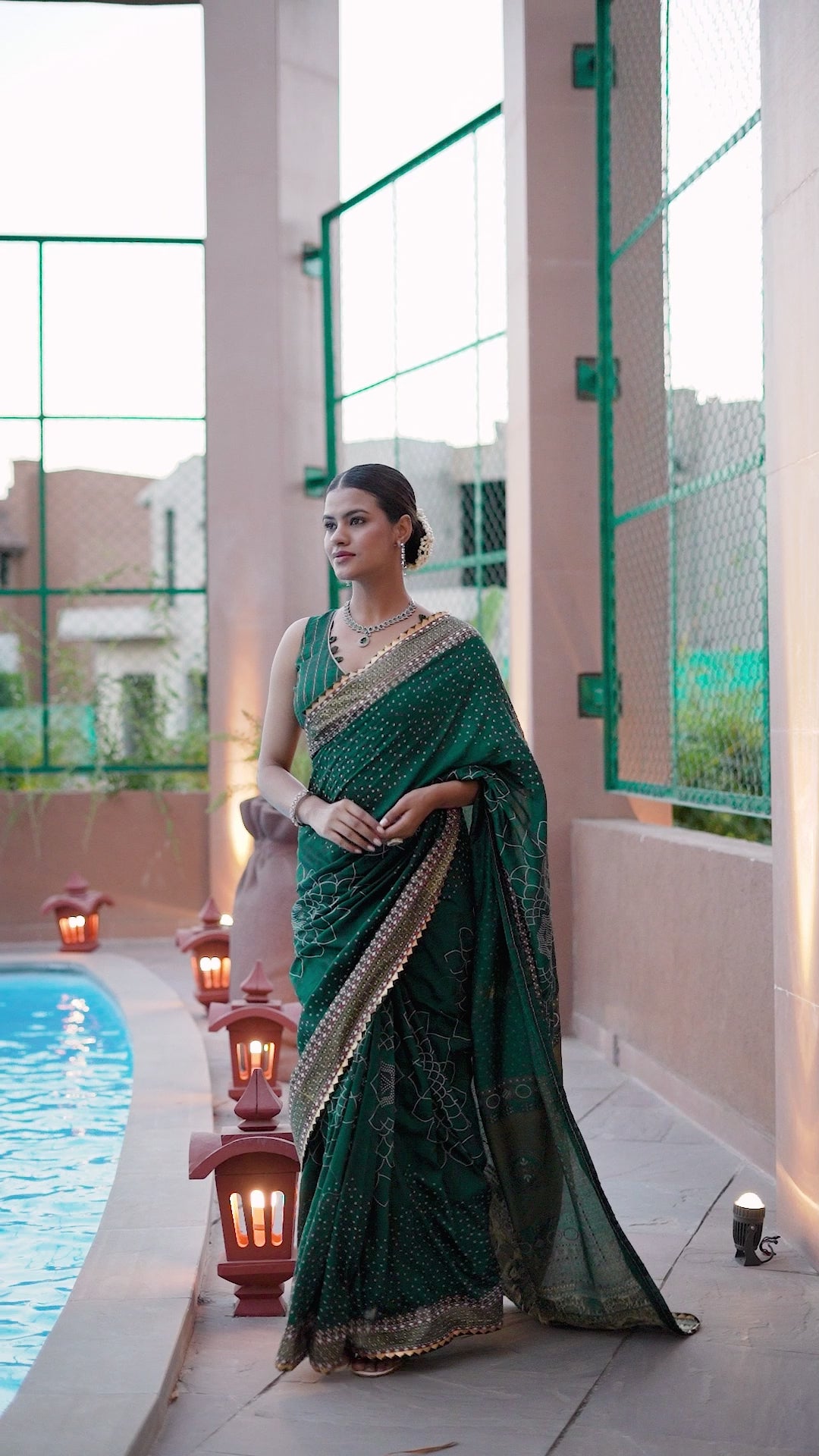 Buy MySilkLove Forest Green Printed Cotton Saree Online