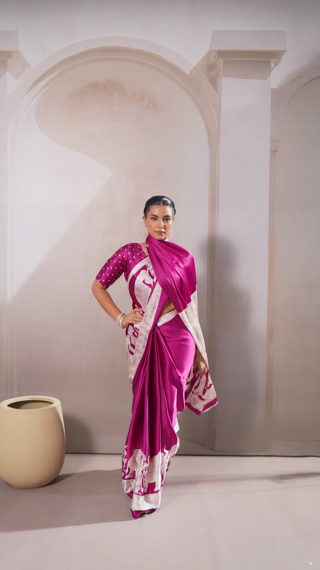Buy MySilkLove Cherry Maroon Modal Ajrakh Printed Satin Silk Saree Online