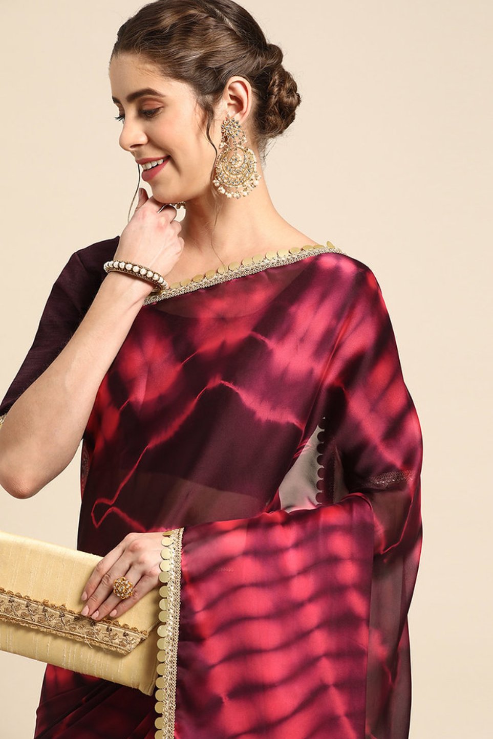 Buy MySilkLove Roof Terracotta Red Satin Partywear Saree Online