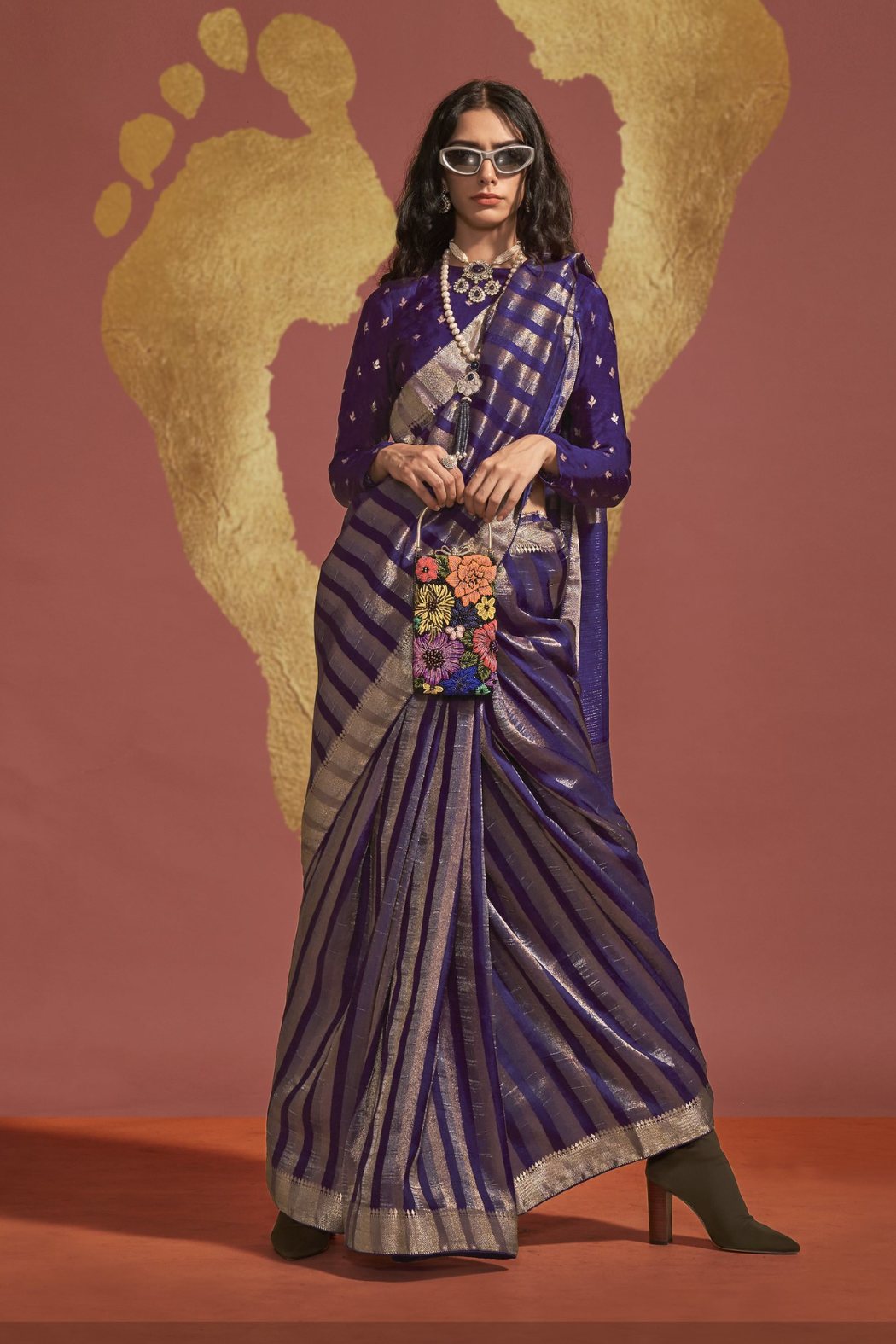 Buy MySilkLove Amethyst Purple Banarasi Handloom Silk Saree Online