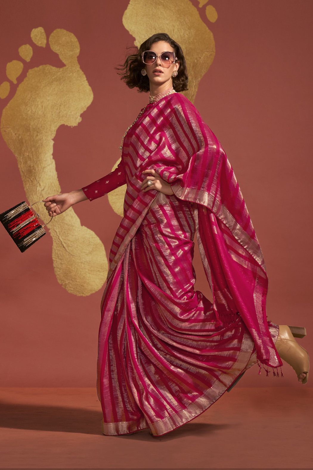 Buy MySilkLove Magenta Pink Banarasi Handloom Silk Saree Online