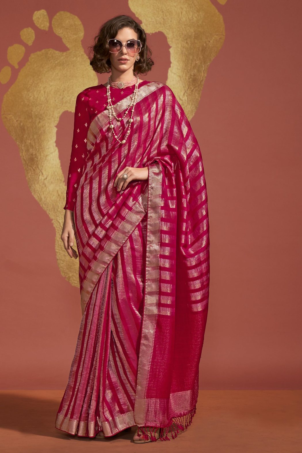 Buy MySilkLove Magenta Pink Banarasi Handloom Silk Saree Online