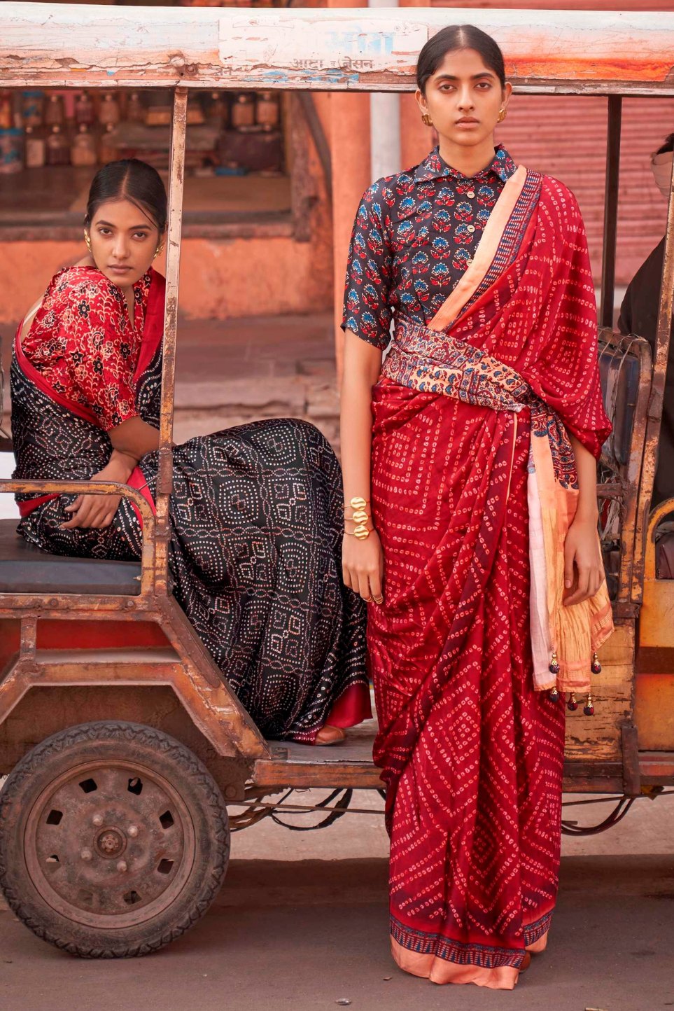 MySilkLove Rusty Red Bandhani Ajrakh Pure Handmade Saree