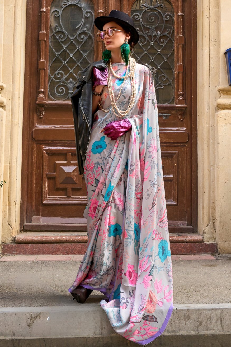 Buy MySilkLove Careys Pink Satin Silk Saree Online