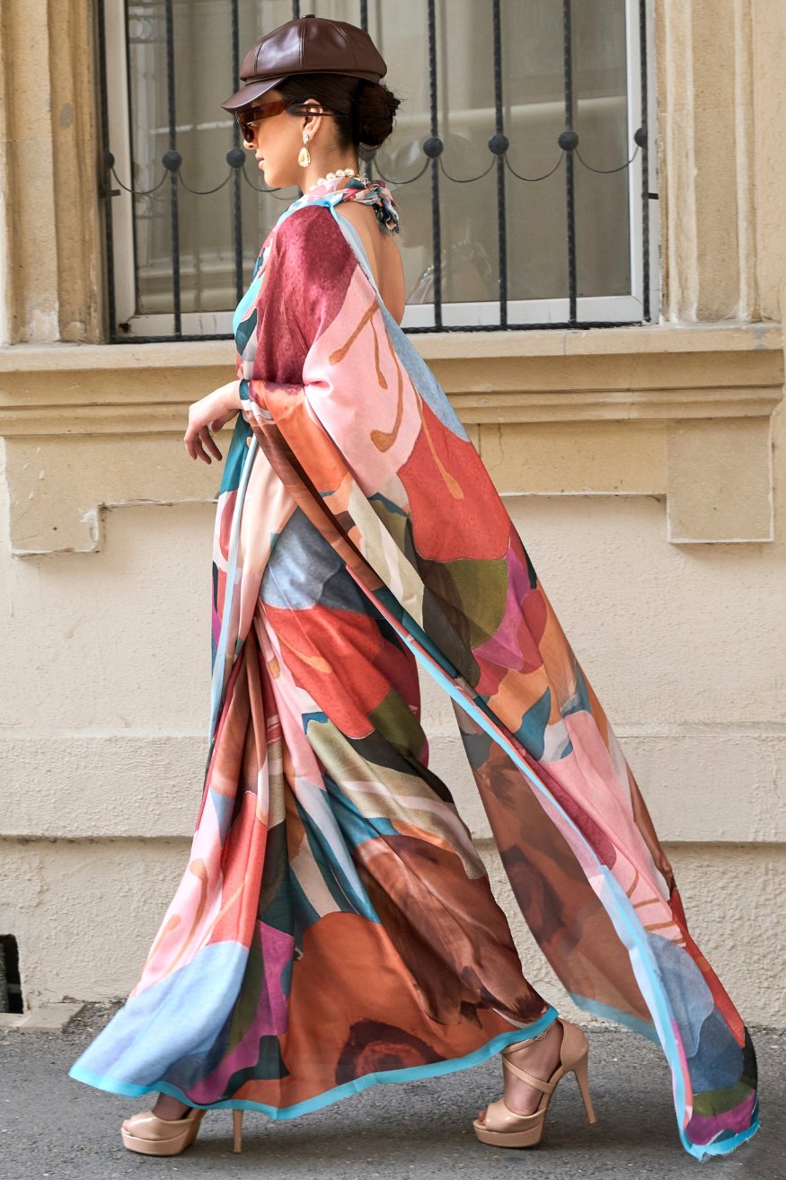 Buy MySilkLove Contessa Multicolor Satin Silk Saree Online
