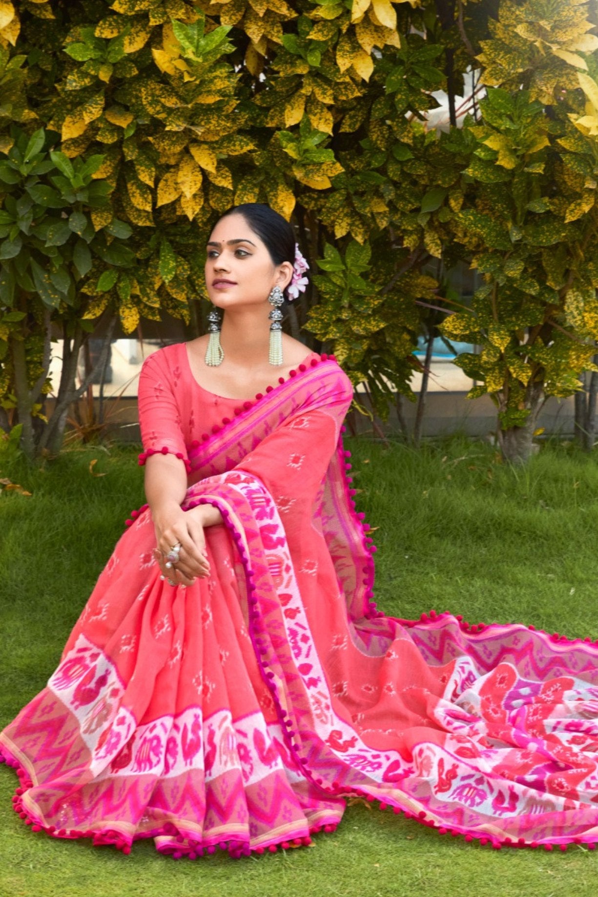 MySilkLove Mandy Pink Mul Mul Cotton Saree
