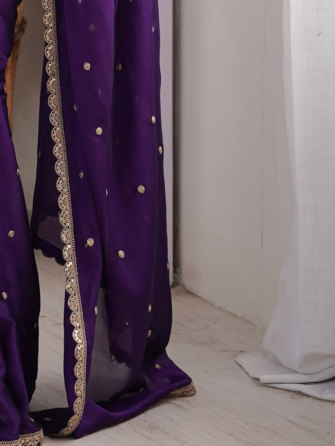 Buy MySilkLove Tyrian Purple Georgette Partywear Saree Online