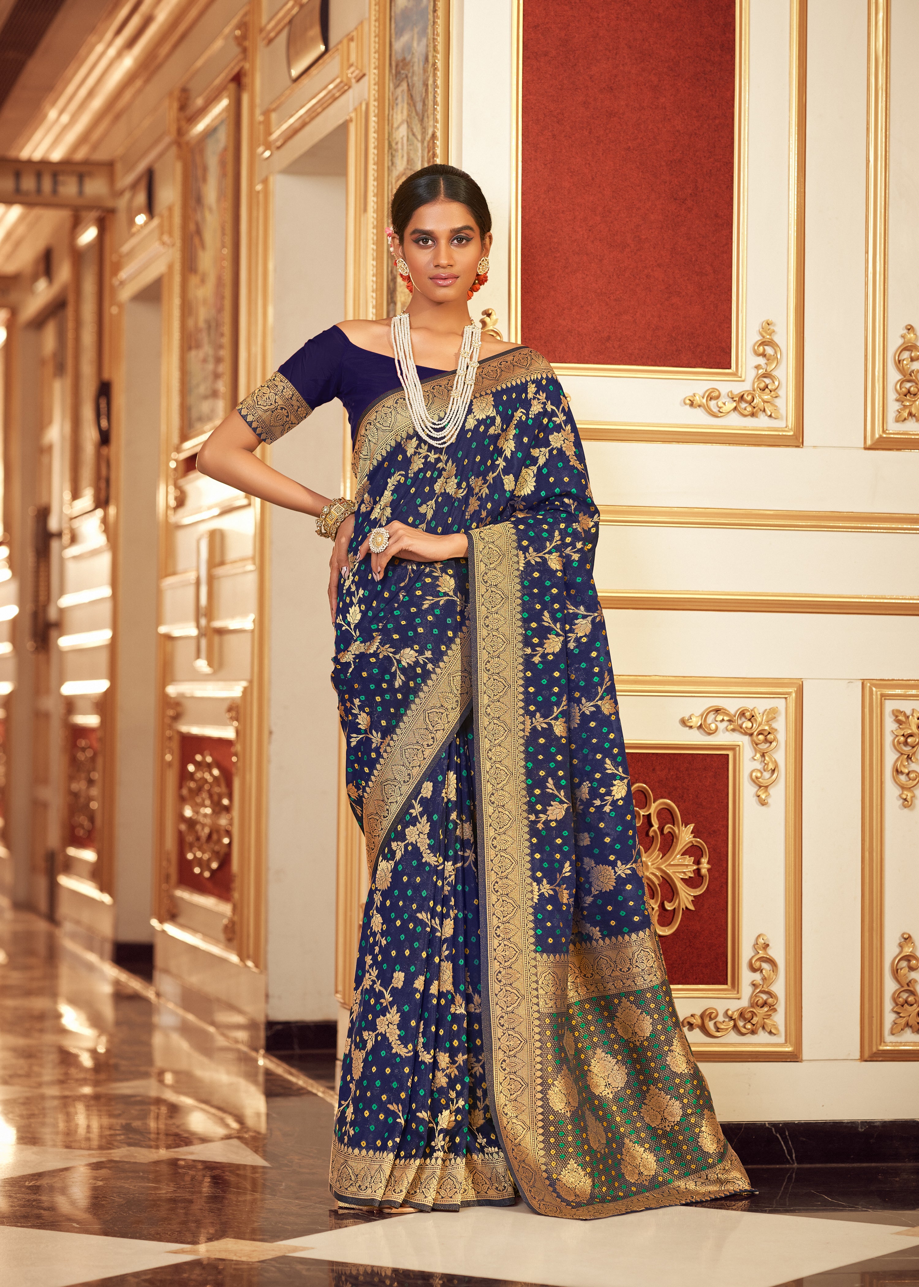 Dark blue wedding outlet saree