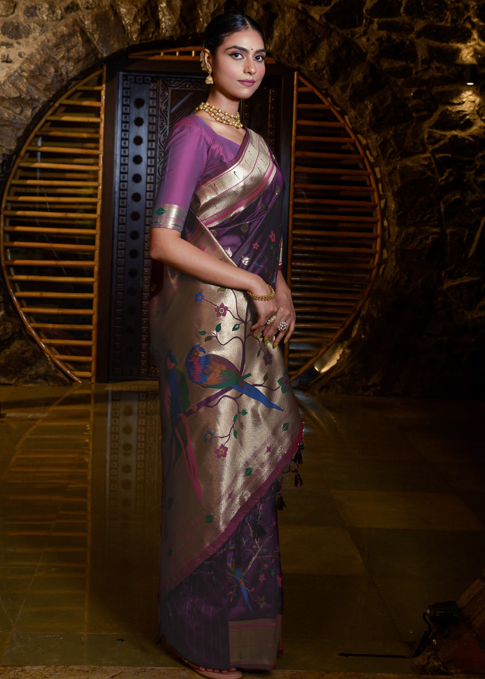Buy MySilkLove Matterhorn Purple Woven Paithani Silk Saree Online