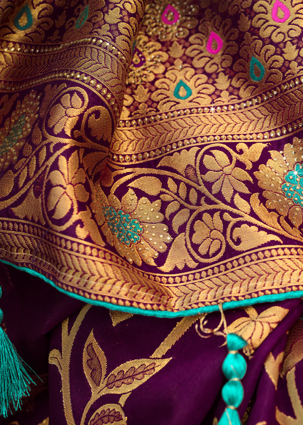 Buy MySilkLove Plum Purple Woven Banarasi Silk Saree Online