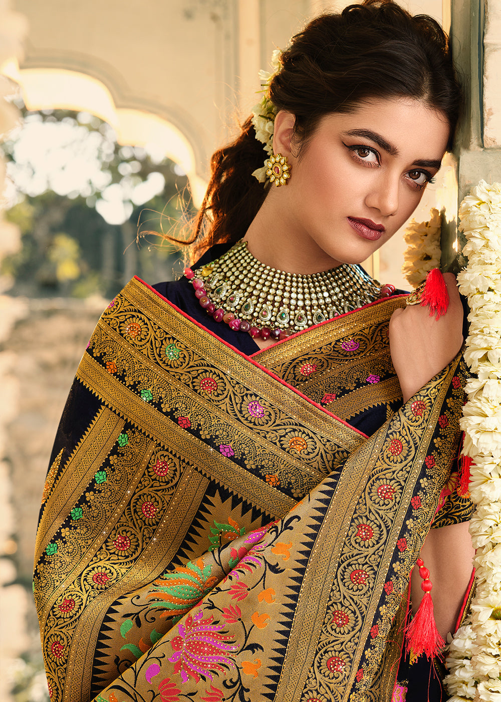 Buy MySilkLove Blue Gem Woven Banarasi Silk Saree Online