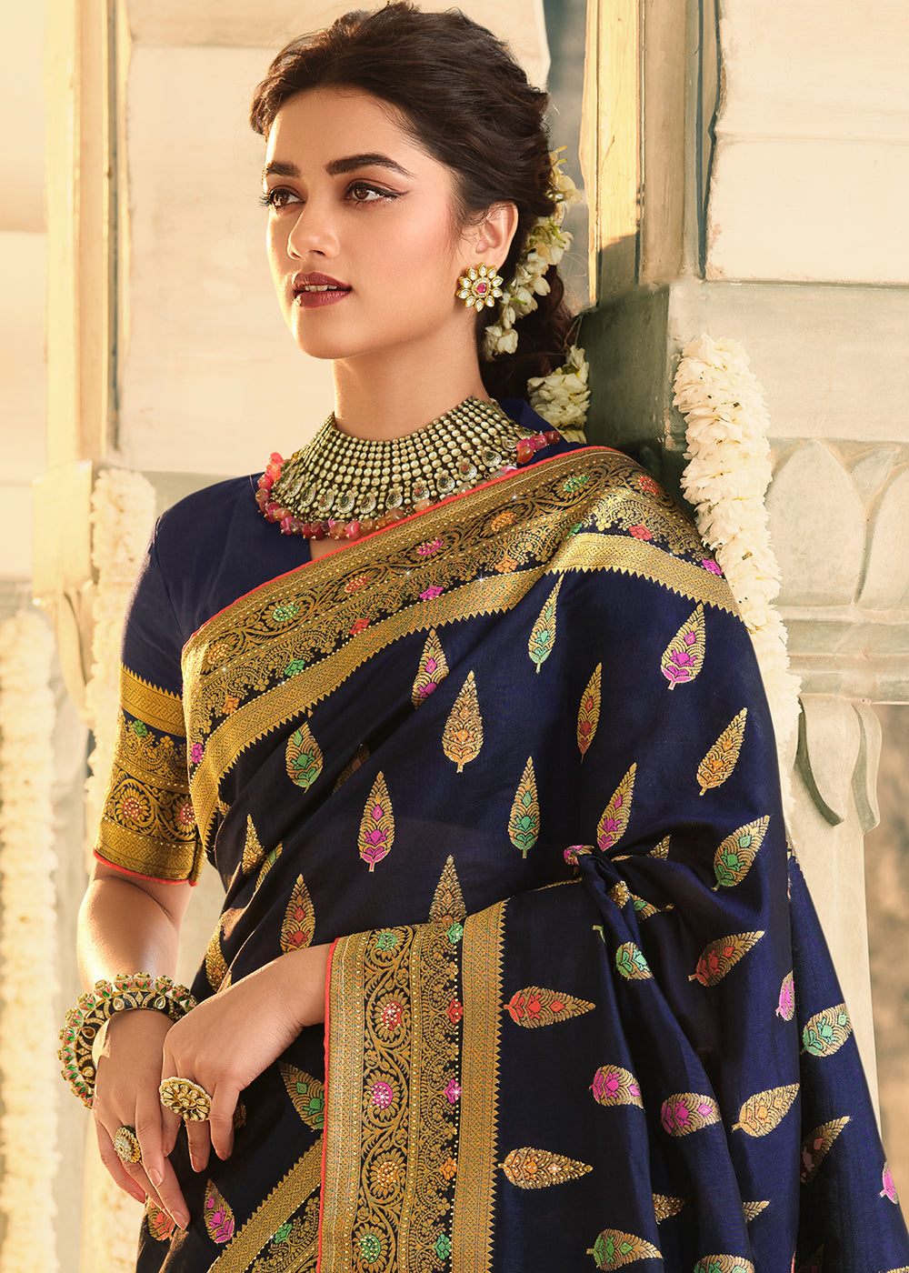 Buy MySilkLove Blue Gem Woven Banarasi Silk Saree Online