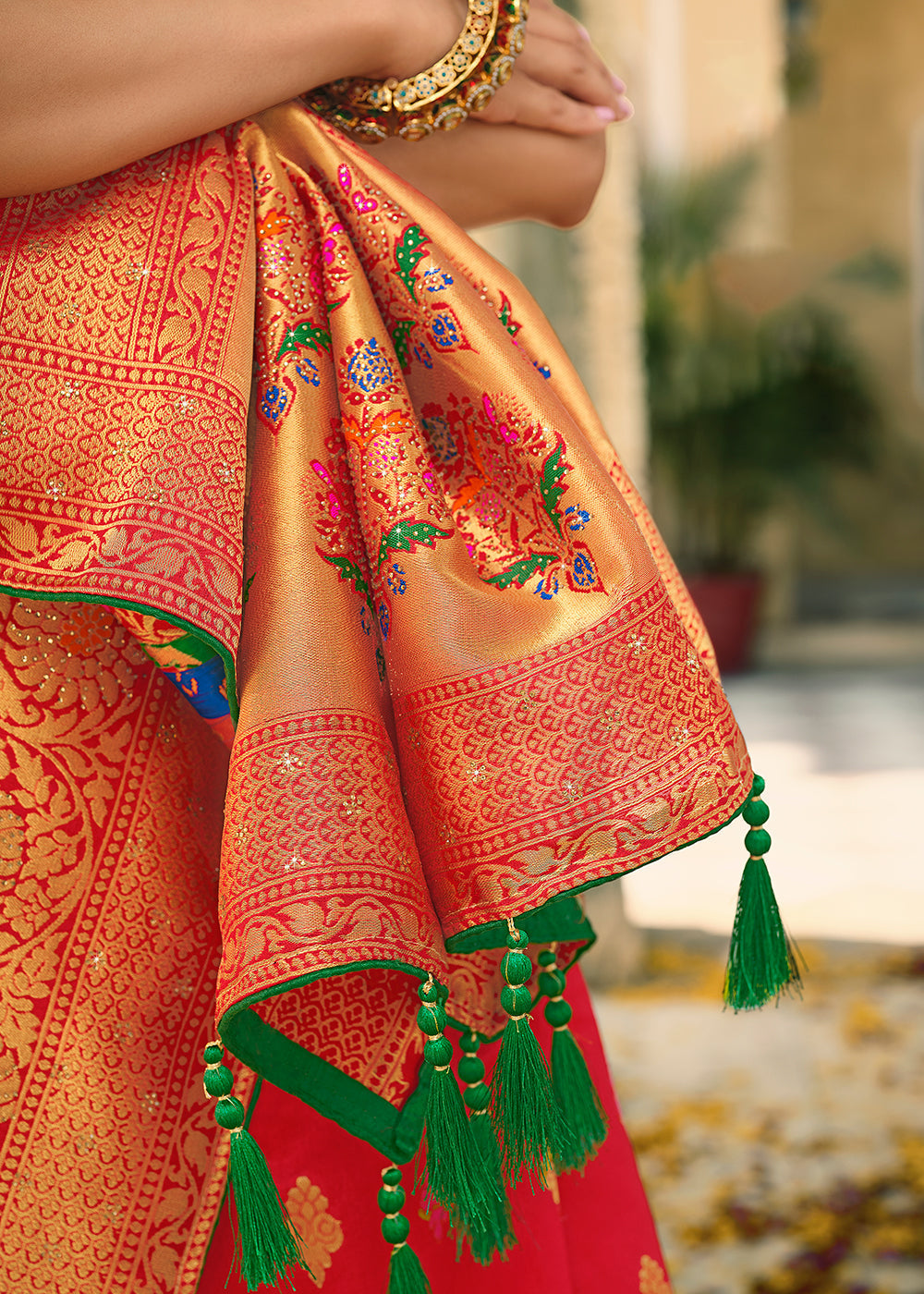 Buy MySilkLove Valencia Red Woven Banarasi Silk Saree Online