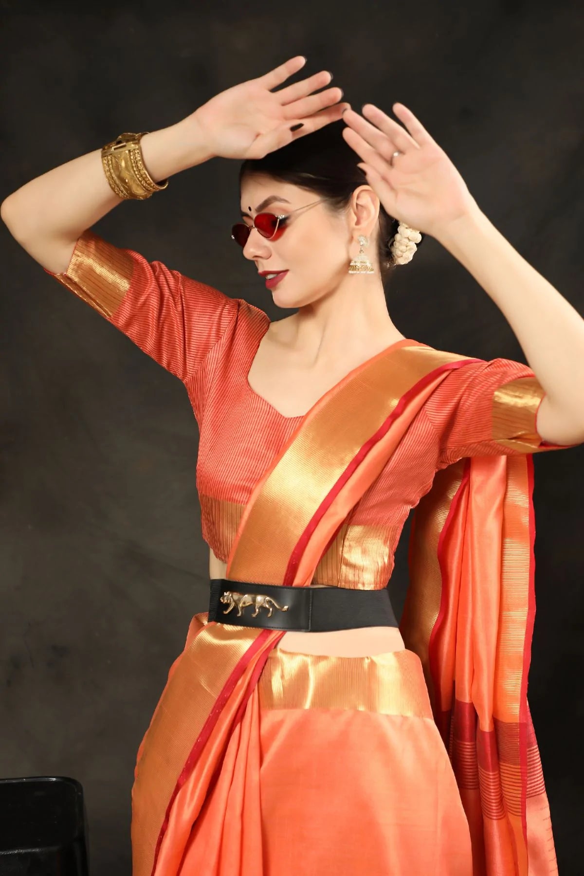 MySilkLove Tangerine Orange Assam Silk Saree