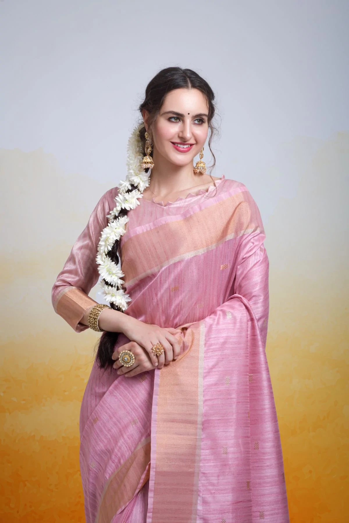 Buy MySilkLove Eunry Pink Cotton Silk Saree Online