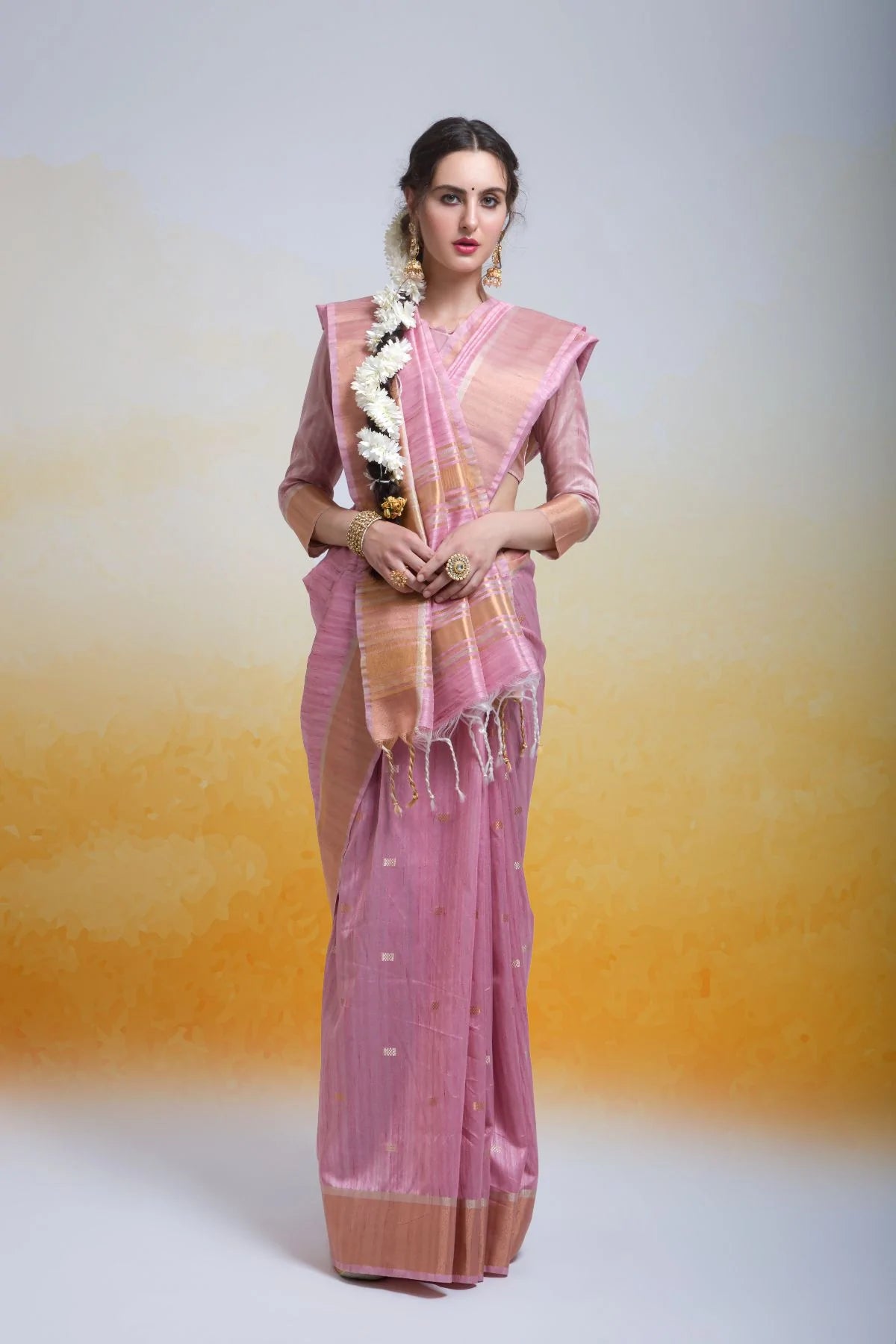 Buy MySilkLove Eunry Pink Cotton Silk Saree Online