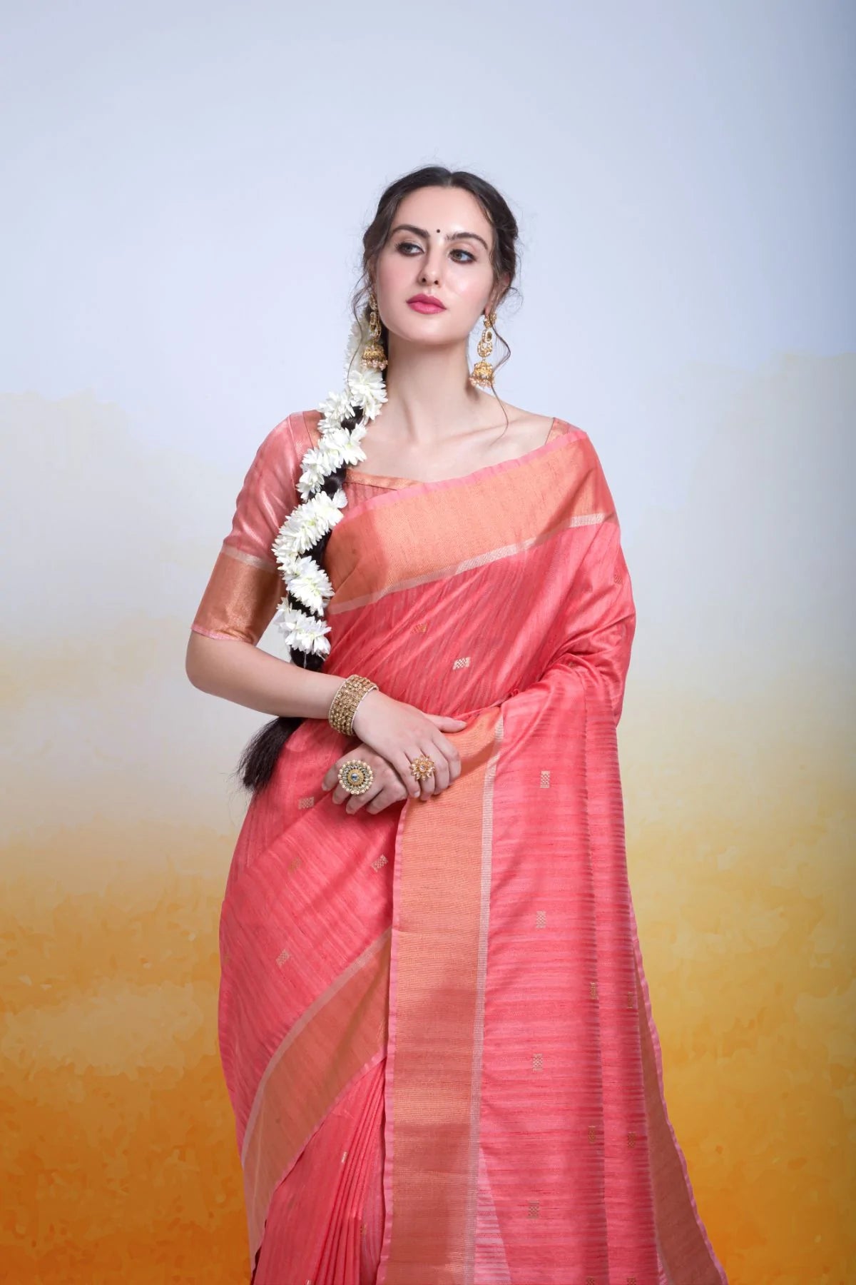 Buy MySilkLove Geraldine Pink Cotton Silk Saree Online