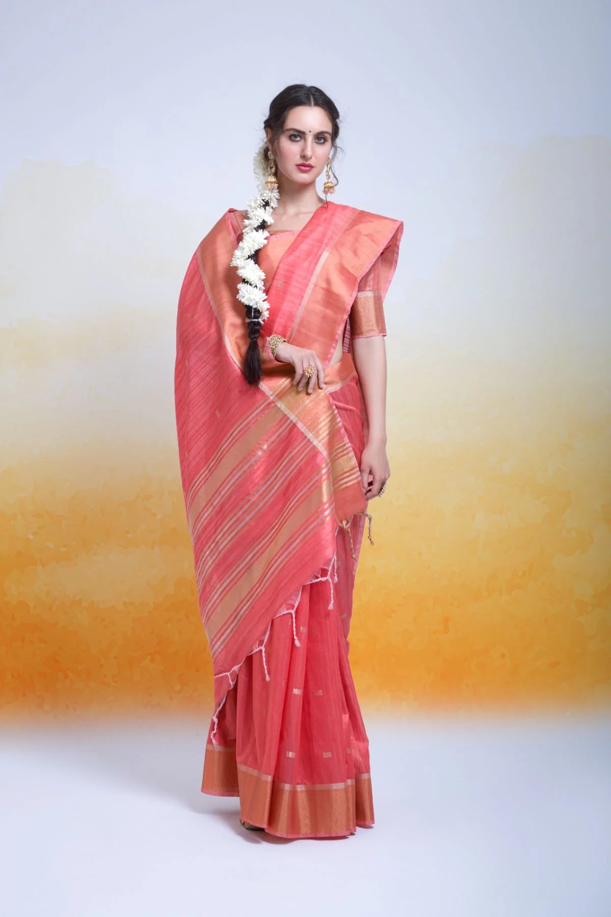 Buy MySilkLove Geraldine Pink Cotton Silk Saree Online