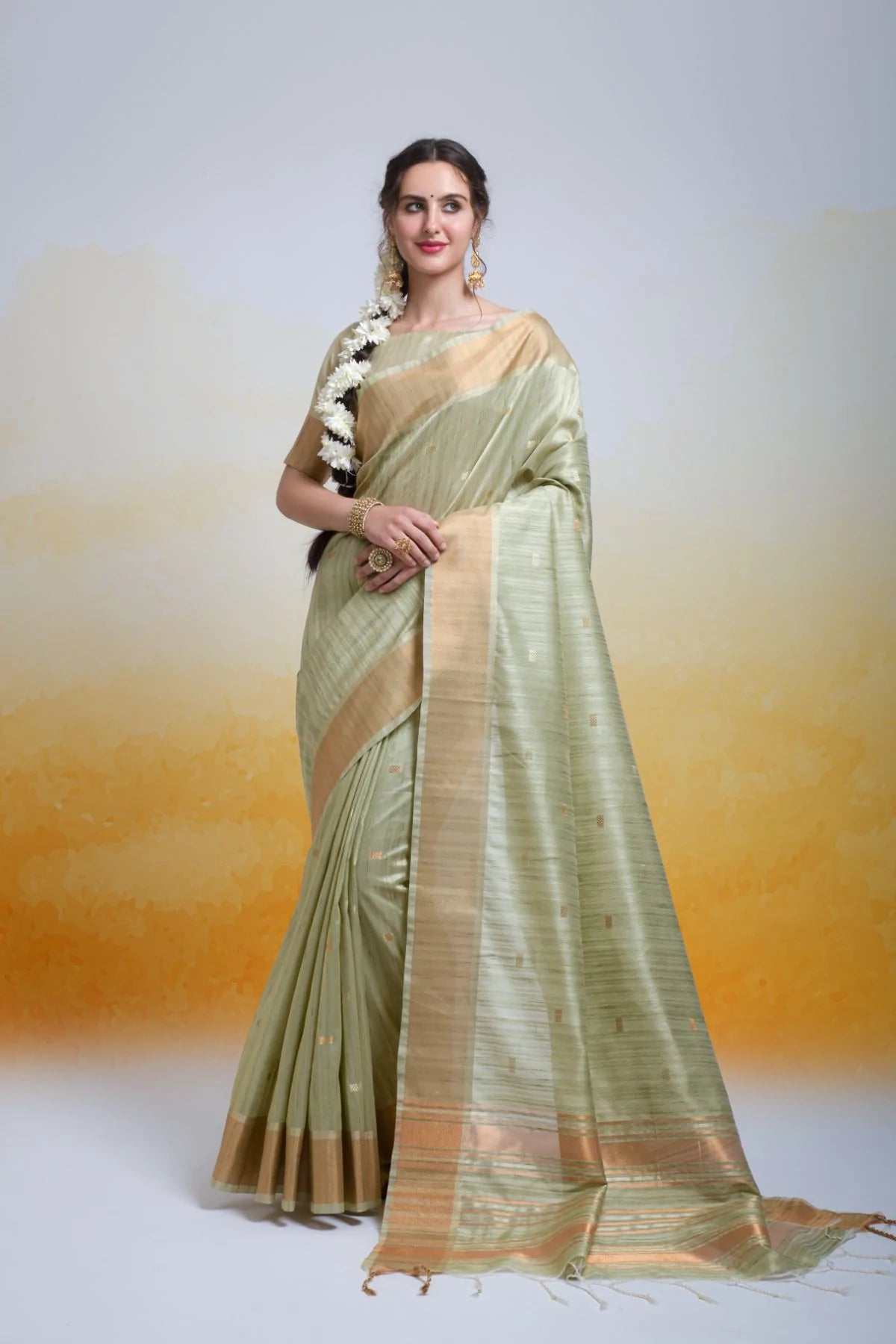 Buy MySilkLove Beryl Green Cotton Silk Saree Online
