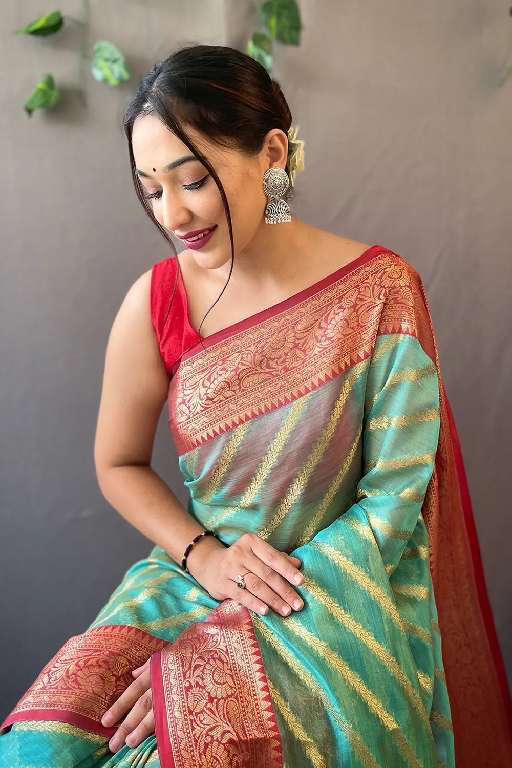 Buy MySilkLove Oxley Blue Zari Woven Organza Saree Online
