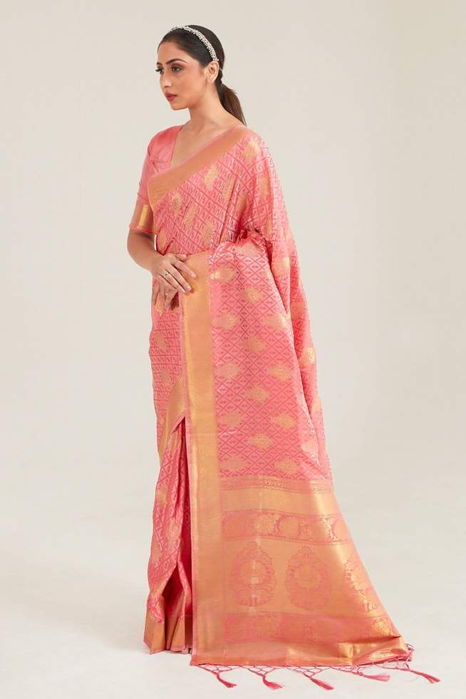 Buy MySilkLove Deep Froly Pink Zari woven Banarasi saree Online
