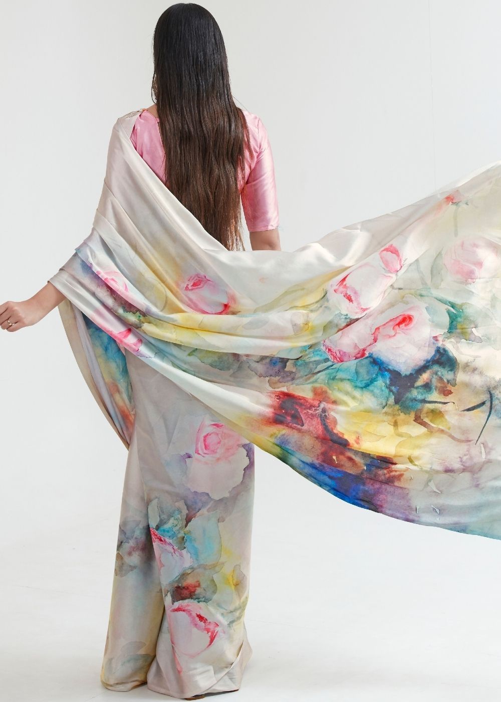 Buy MySilkLove Silver Rust White Printed Saree Online