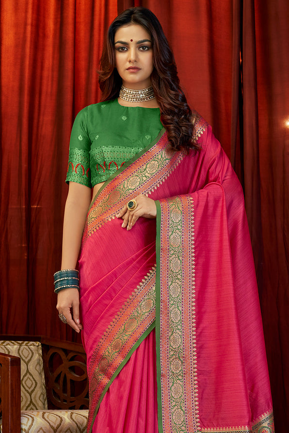 Buy MySilkLove Carnation Pink South Silk Saree Online