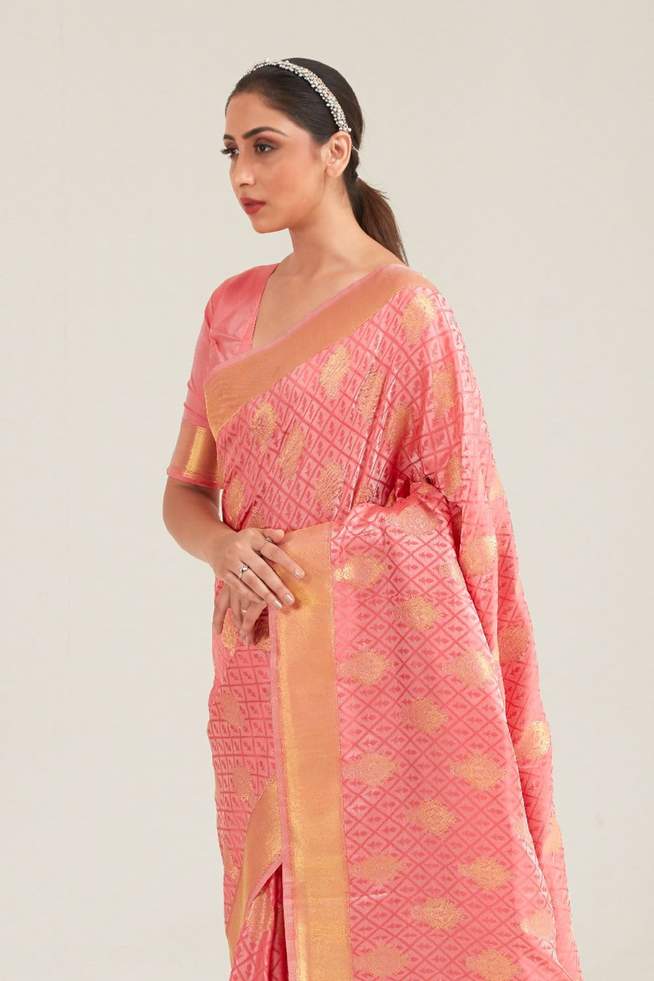 MySilkLove Deep Froly Pink Zari woven Banarasi saree