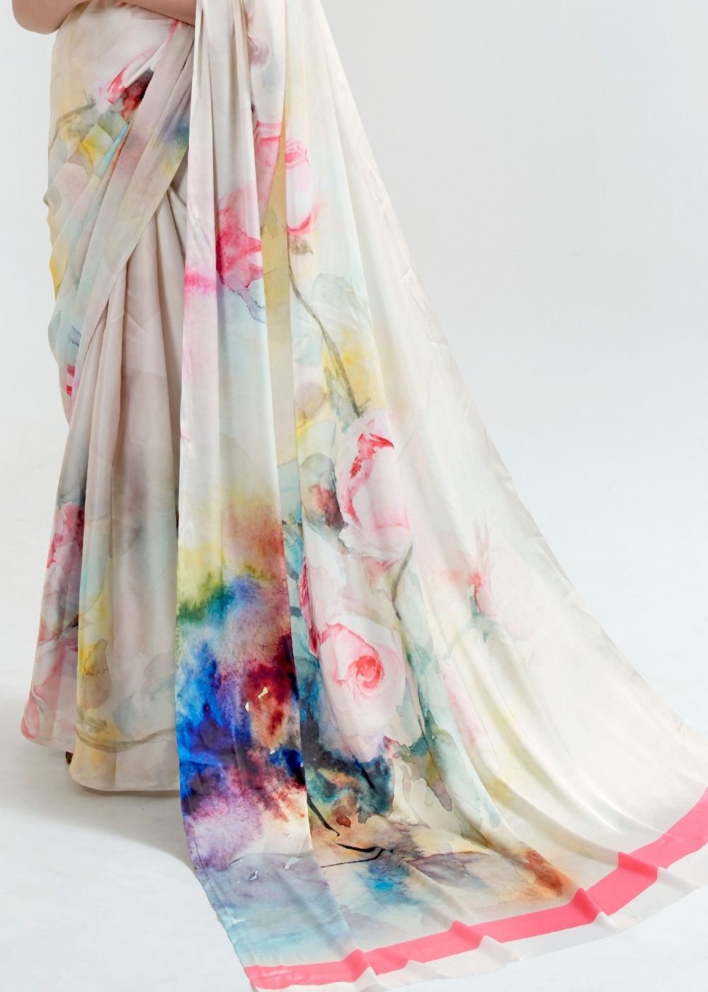 Buy MySilkLove Silver Rust White Printed Saree Online